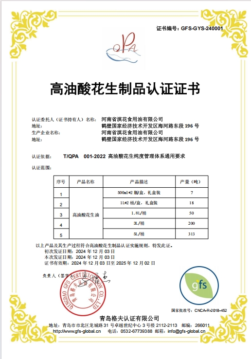 全国首张“高油酸花生认证”证书发布